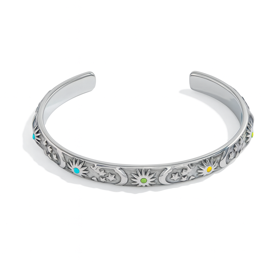 Brazaletes Galaxia – Diseño Cuff Artesanal dorado y plateado