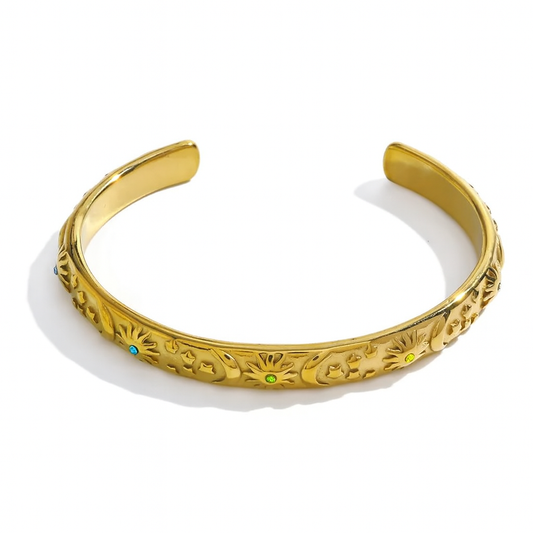 Brazaletes Galaxia – Diseño Cuff Artesanal dorado y plateado