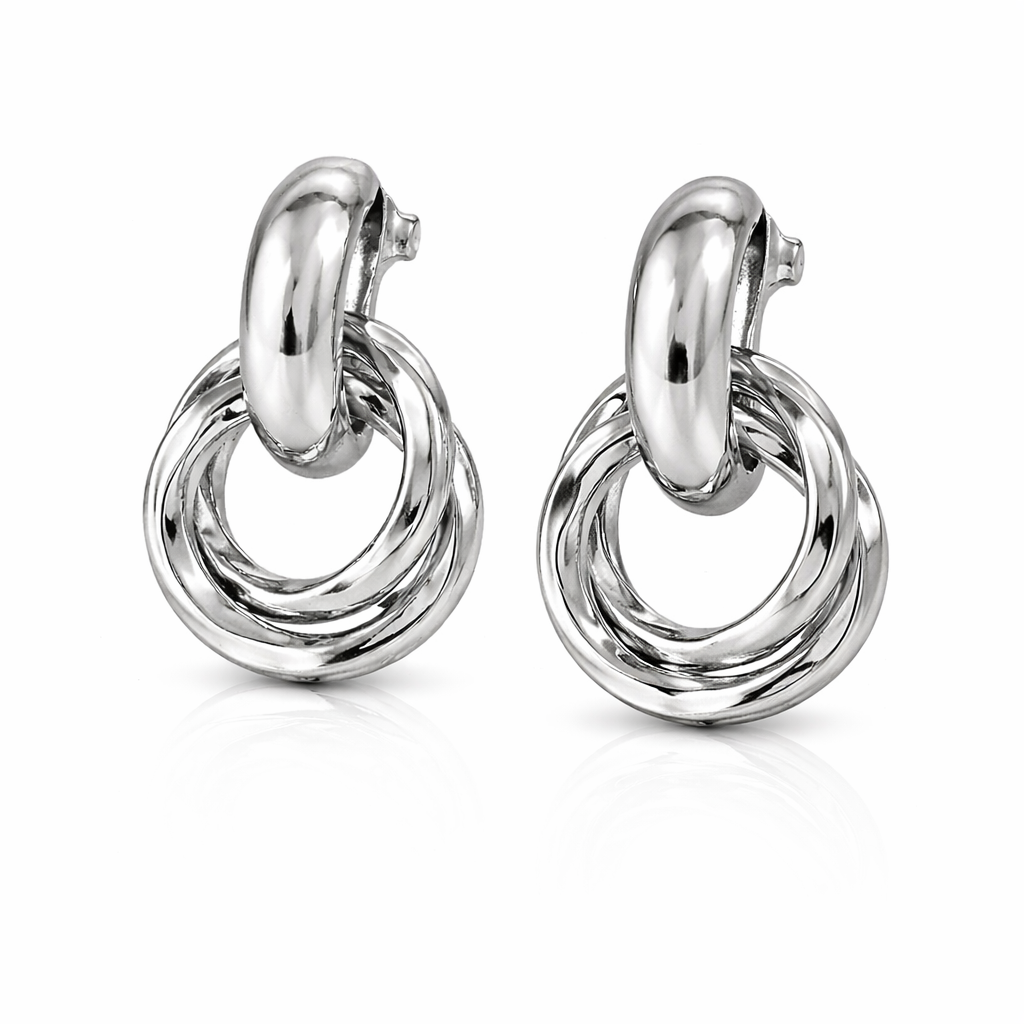 Aretes Aros Entrelazados Dorados Acero 316L