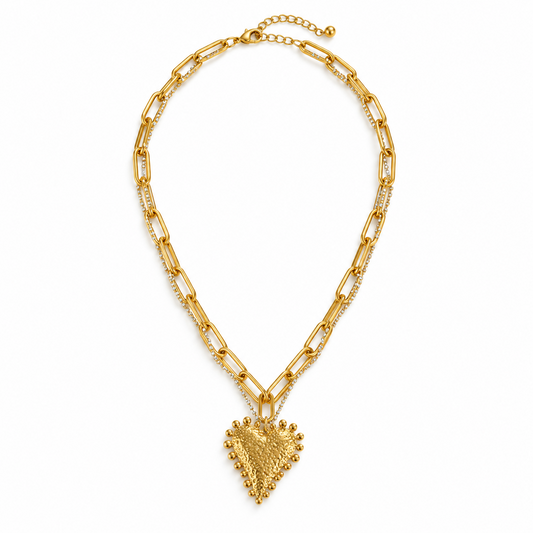 Collar Sandra con Colgante De Corazón de Acero Inoxidable