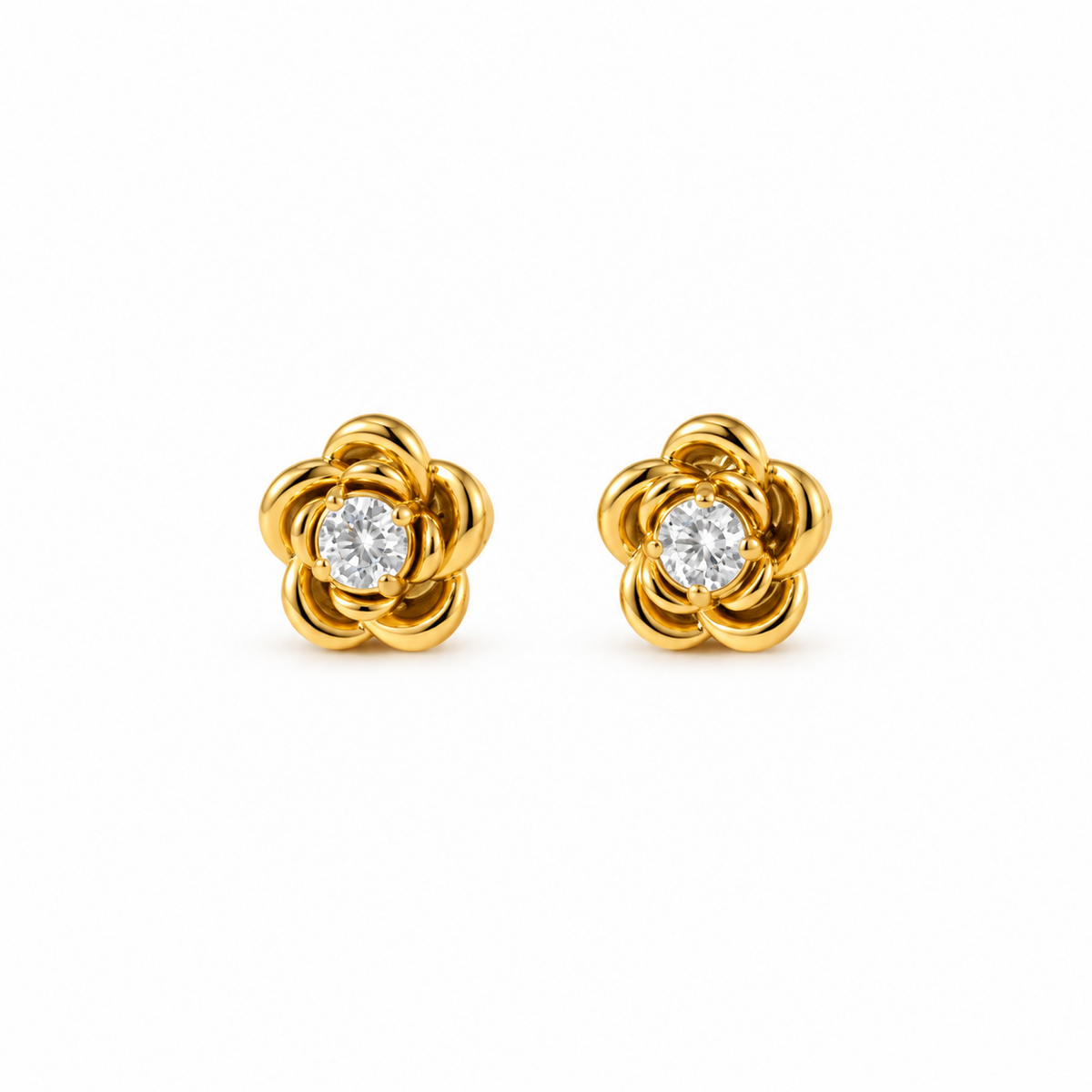 Aretes Floricienta Dorada de Acero Inoxidable 316L