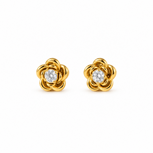 Aretes Floricienta Dorada de Acero Inoxidable 316L