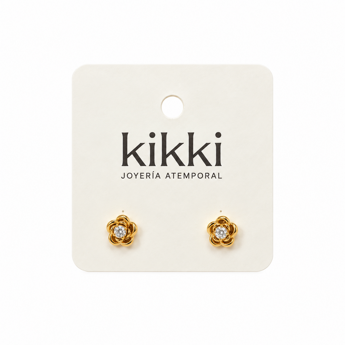 Aretes Floricienta Dorada de Acero Inoxidable 316L