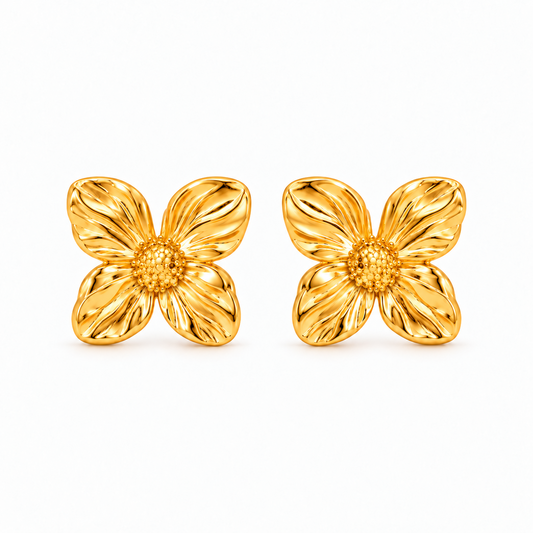 Aretes Flor de Acero Inoxidable 316L