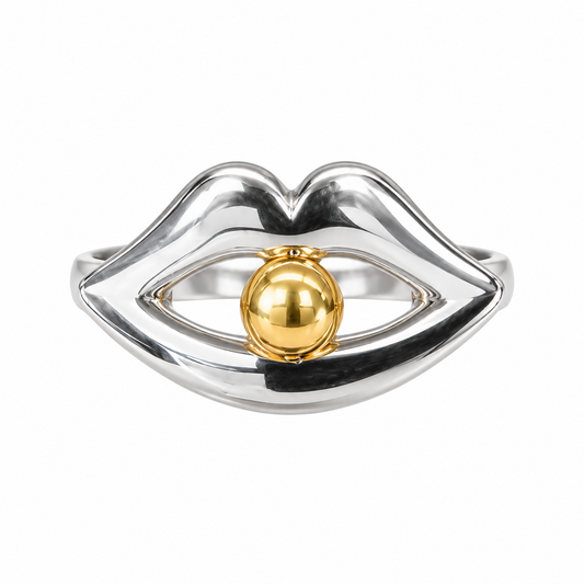 Anillo Kiss Plateado de Acero Inoxidable 316L