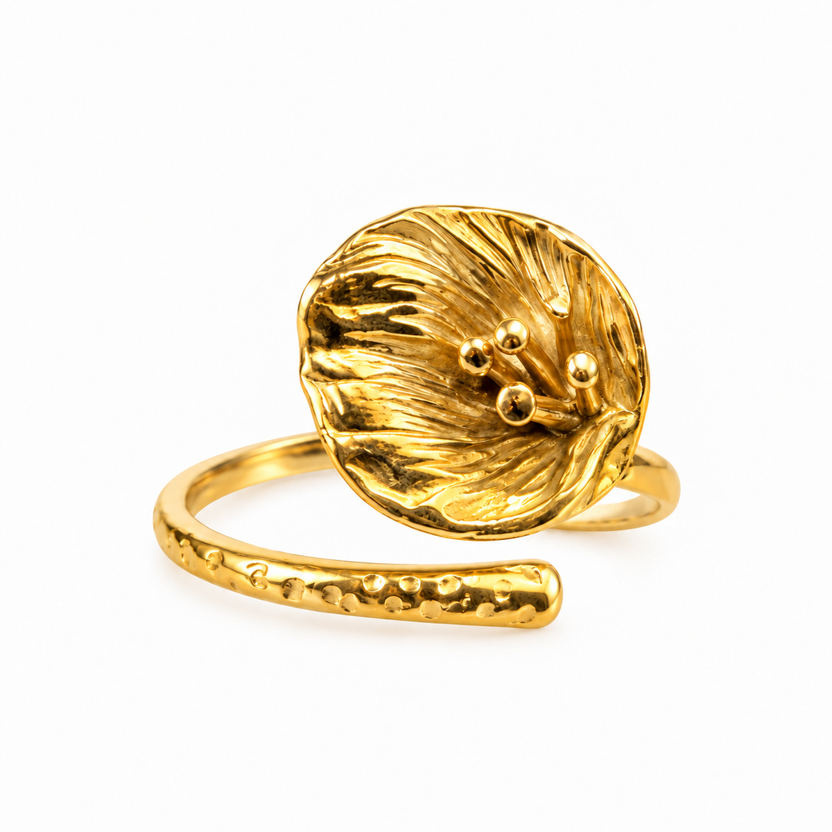 Anillo Hibisco de Acero Inoxidable 316L