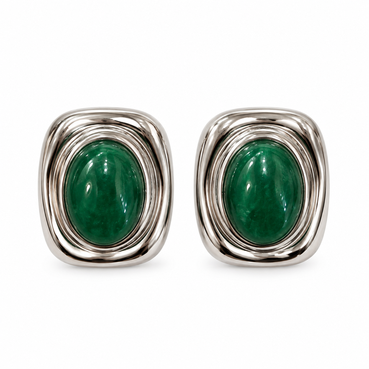 Aretes Oliveiras – Studs Esculturales con Piedra Cabujón en Acero de Titanio
