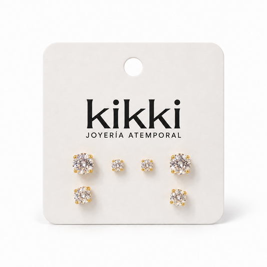 Set de aretes Amapola de Acero Inoxidable 316L