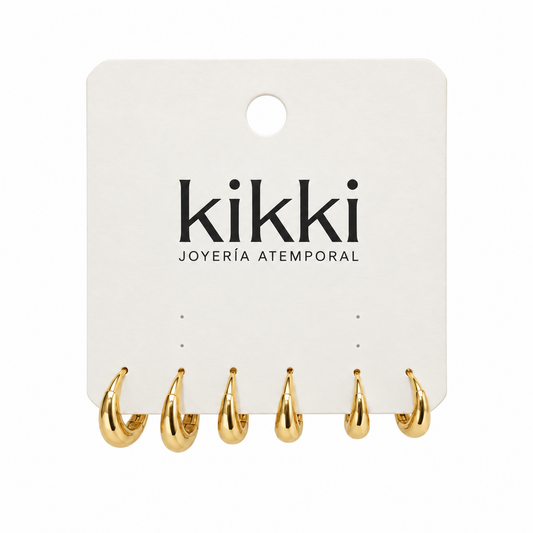 Set de Argollas Elita dorado de Acero Inoxidable 316L