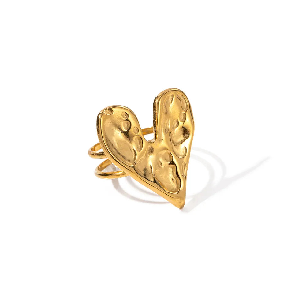 Anillo de Corazón Ajustable – Heart Ring de Acero de Titanio Hipoalergénico