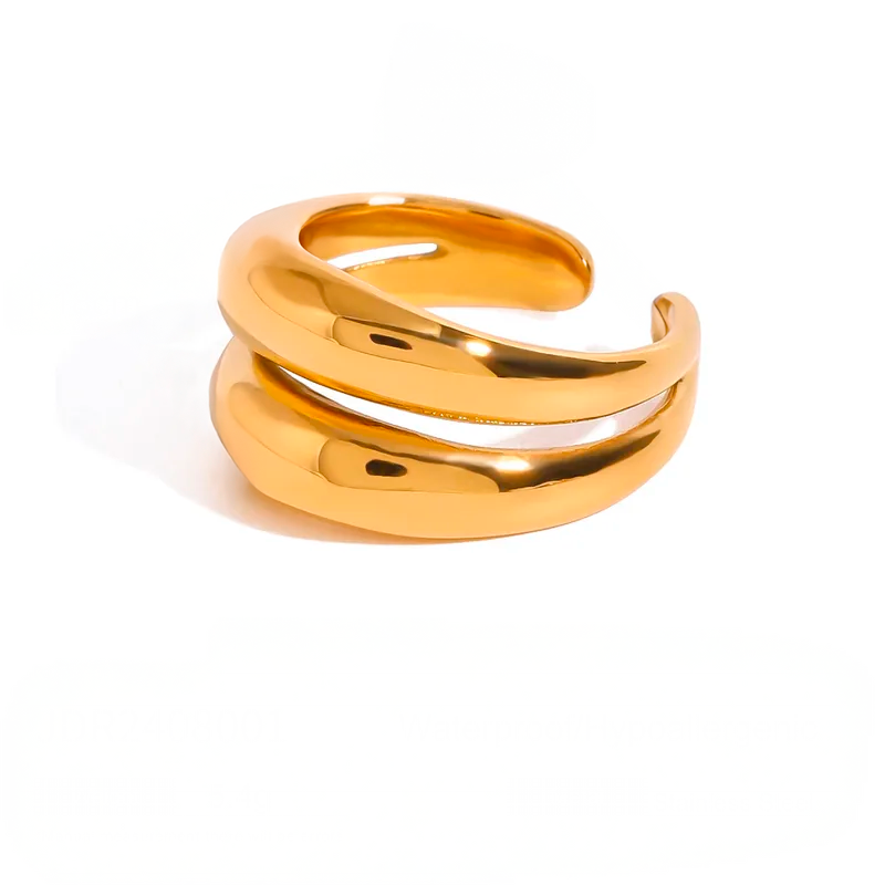 Anillo Dorado Ajustable de Acero de Titanio Minimalista