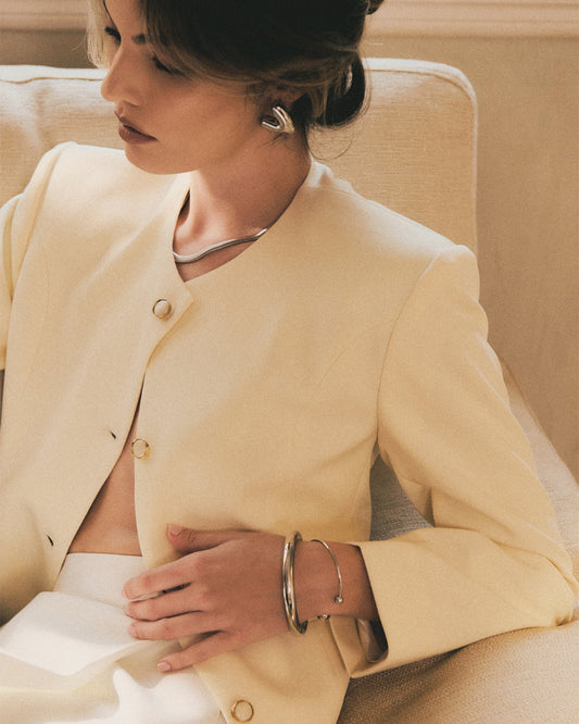 Brazalete Ball de Acero de Titanio – Abierto con Esferas Plateadas