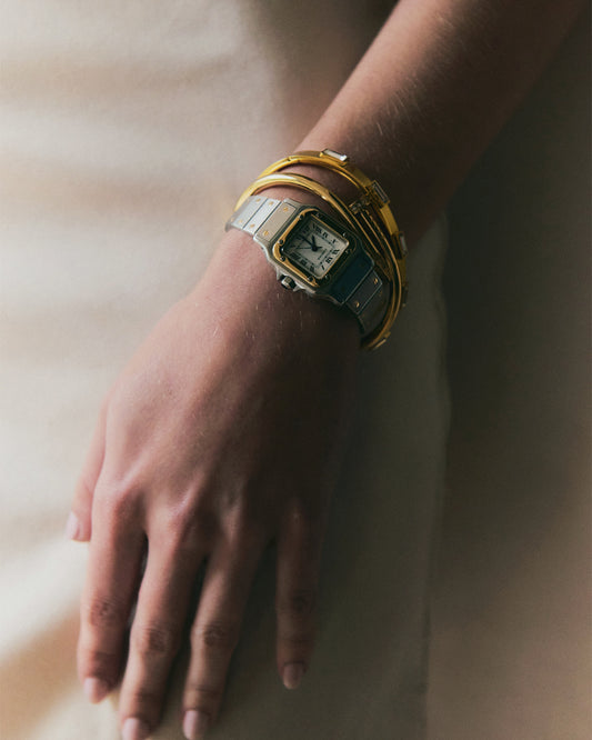 Brazalete Scarlett de Acero de Titanio – Plateado con Circonitas y Cierre de Click