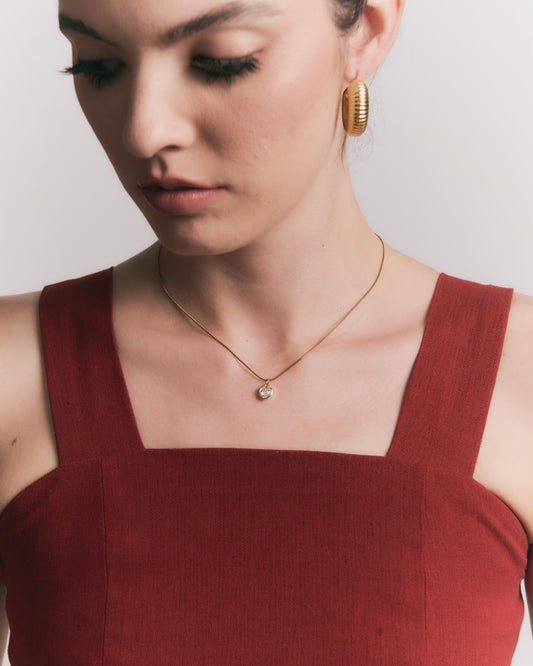 Collar Heart Dorado de Acero de Titanio – Dije de Corazón, Hipoalergénico y Ajustable