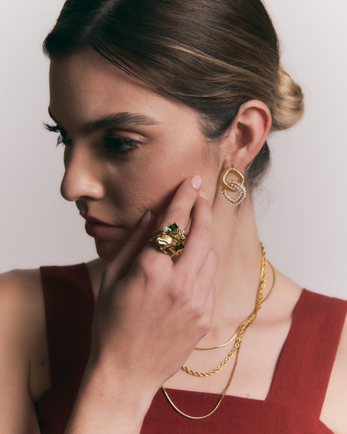 Aretes Doble Perla Acero Titanio Hipoalergénicos