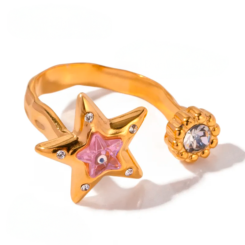 Anillo Estrella Ajustable de Acero de Titanio Hipoalergénico