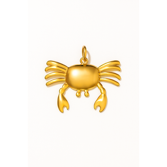 Charm Cangrejo de Playa Dorado – Acero de Titanio Hipoalergénico, Inspiración