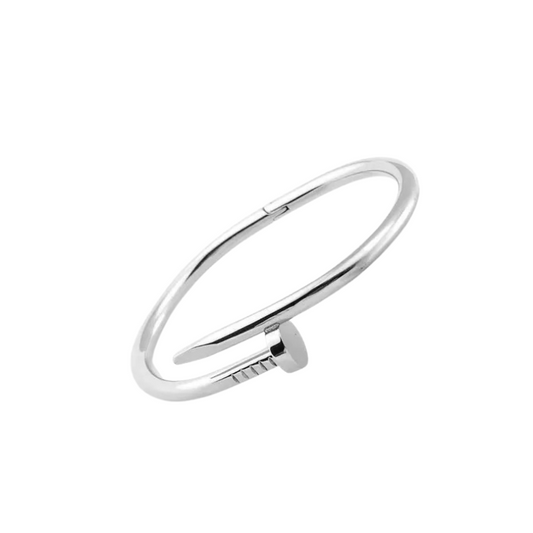 Brazalete Christina Plateado de Acero de Titanio – Clásico, Hipoalergénico y Resistente al Agua