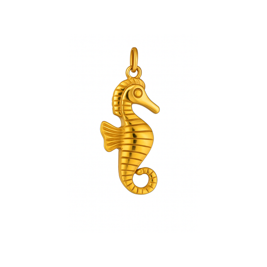 Charm Caballito de Mar Dorado – Acero de Titanio Hipoalergénico, Detalle Marino